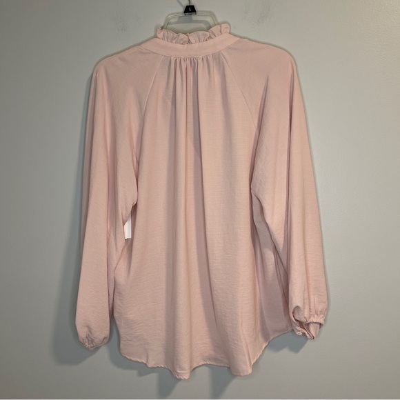 VINCE CAMUTO Pleated Mock Neck Blouse Dusty Rose L - Picture 4 of 6